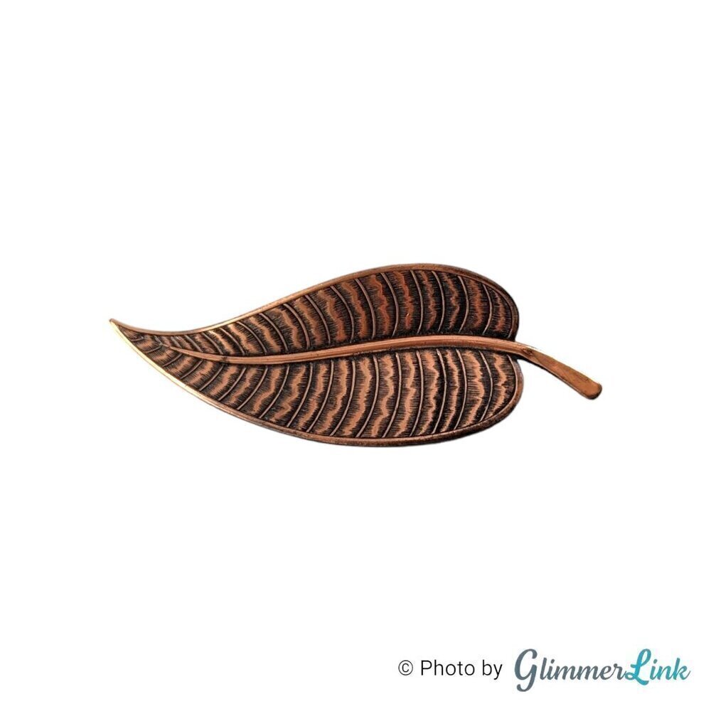 Textured Detailed Leaf Copper Fall Autumn Brooch Pin
